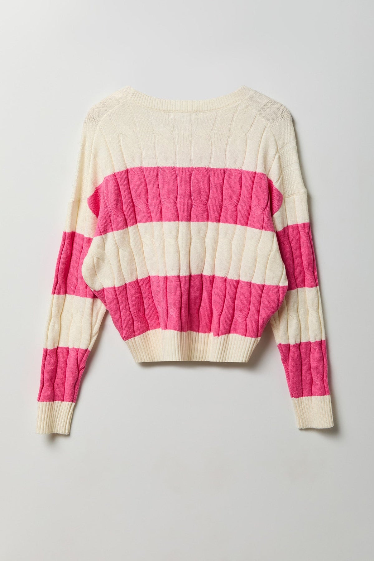 Cable Knit Striped Sweater