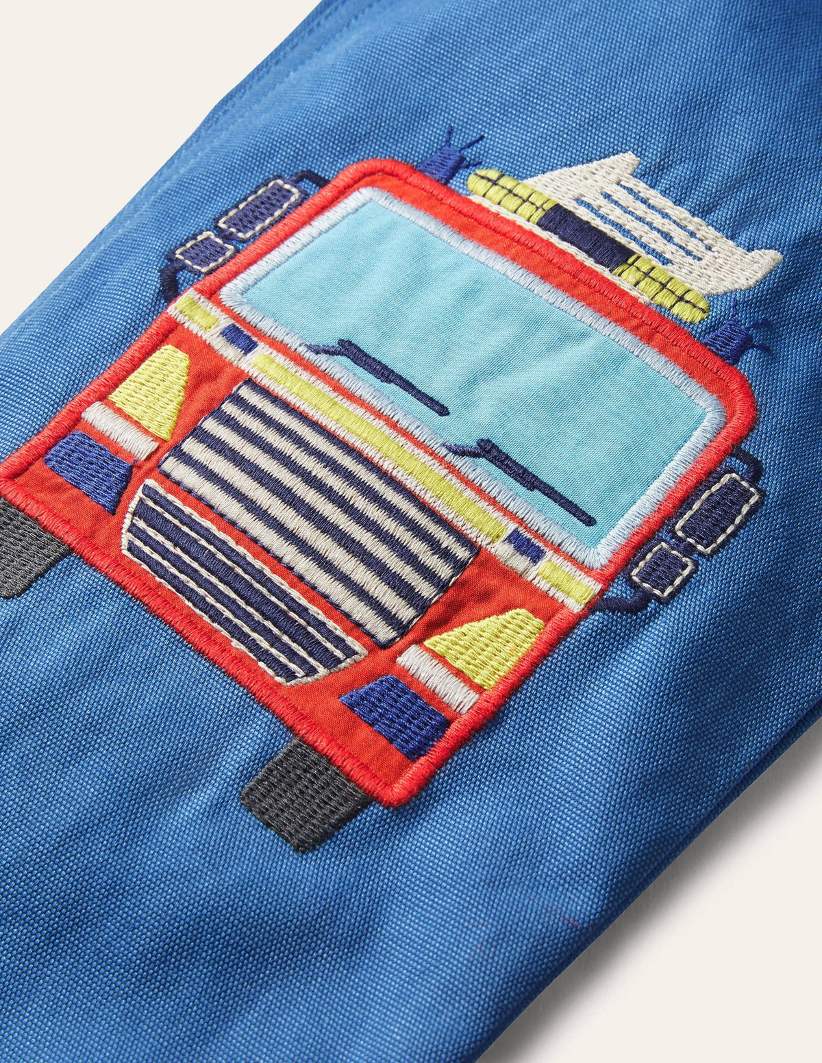 Appliqué Pull-on Pants-Elizabethan Blue Fire Engine