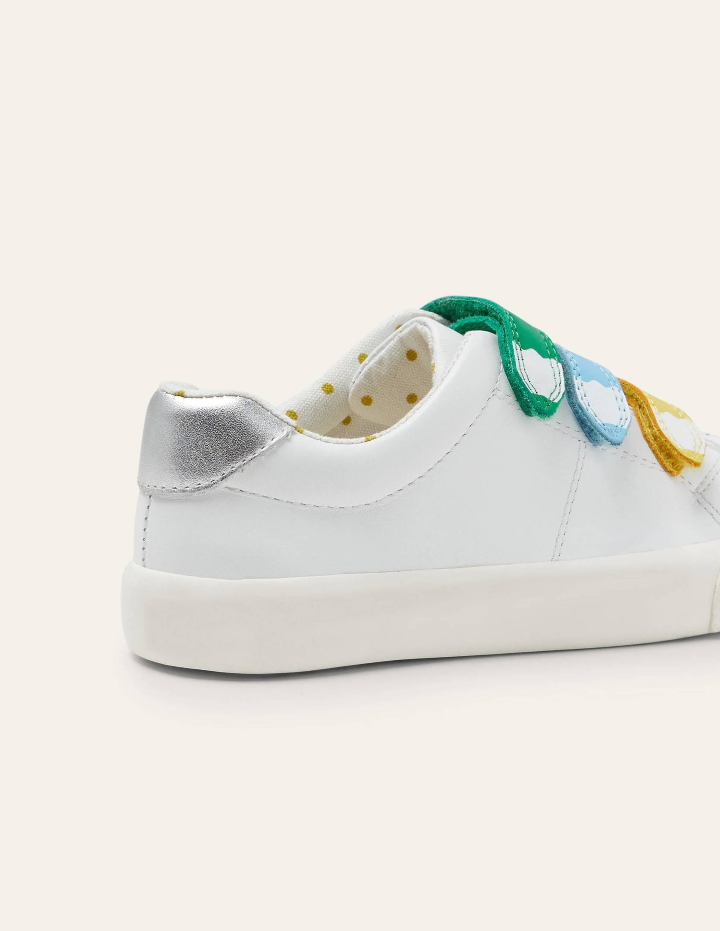 3 Strap Low Top Sneakers-White Rainbow Pencil