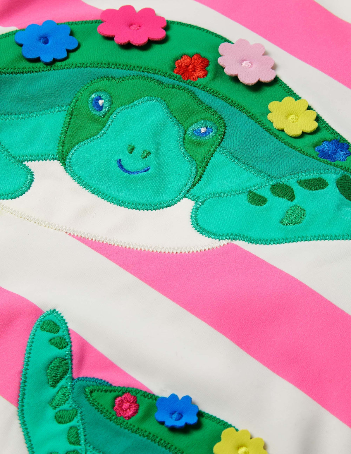 Appliqué Swimsuit-Sweet Pink/ Ivory Turtles
