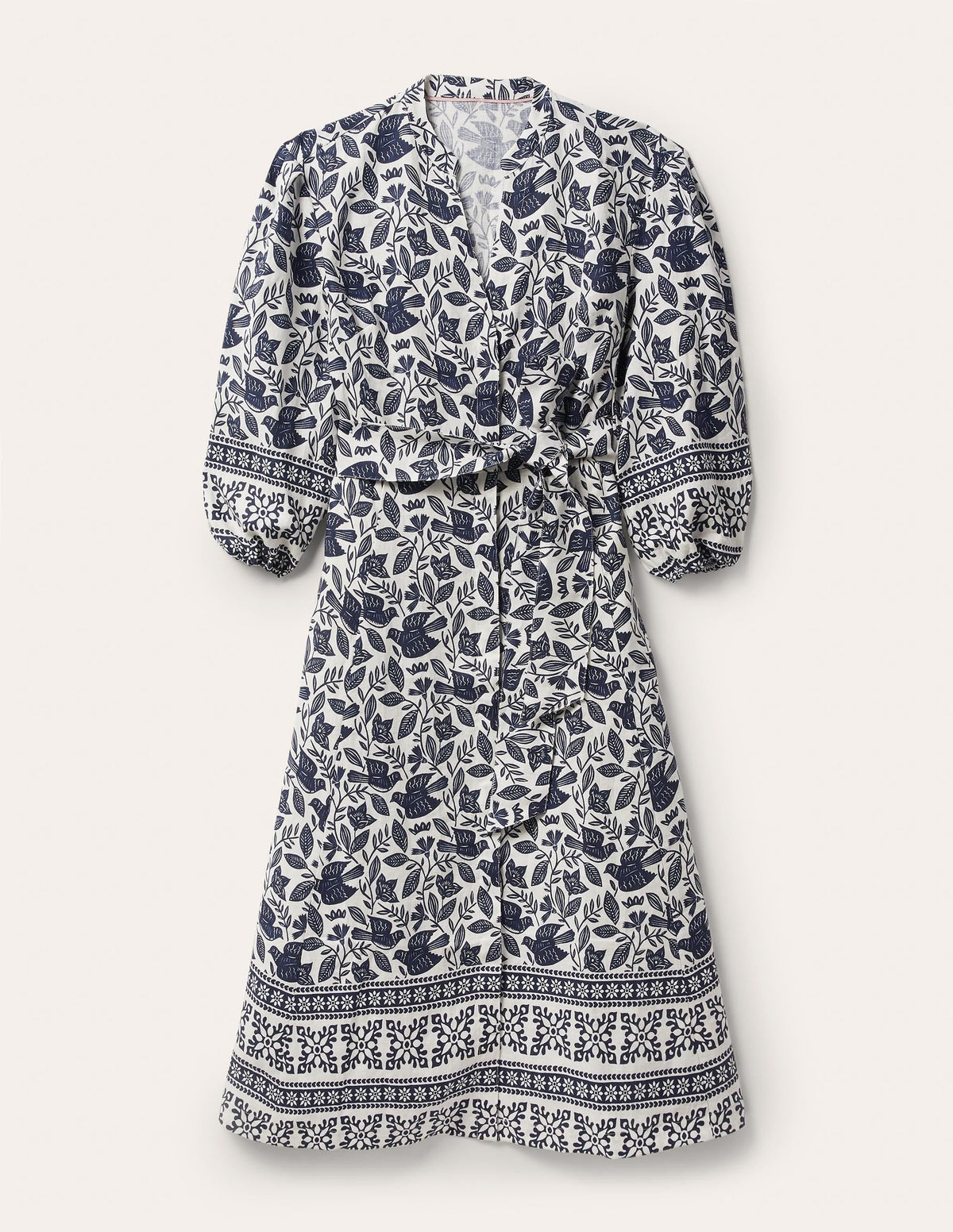 Addie Linen Midi Dress-Ivory, Meadow Flight