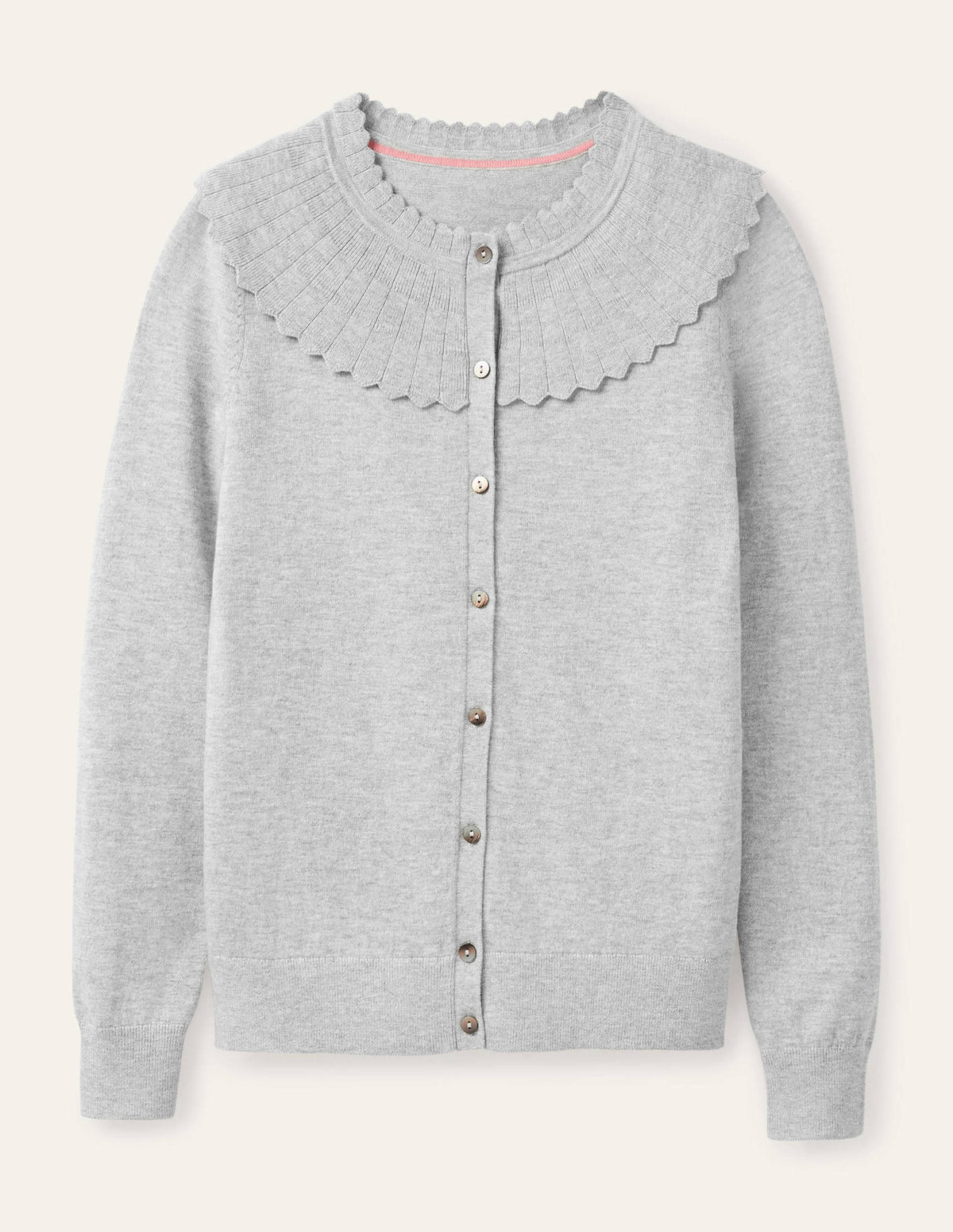 Abercorn Scallop Cardigan-Grey Melange