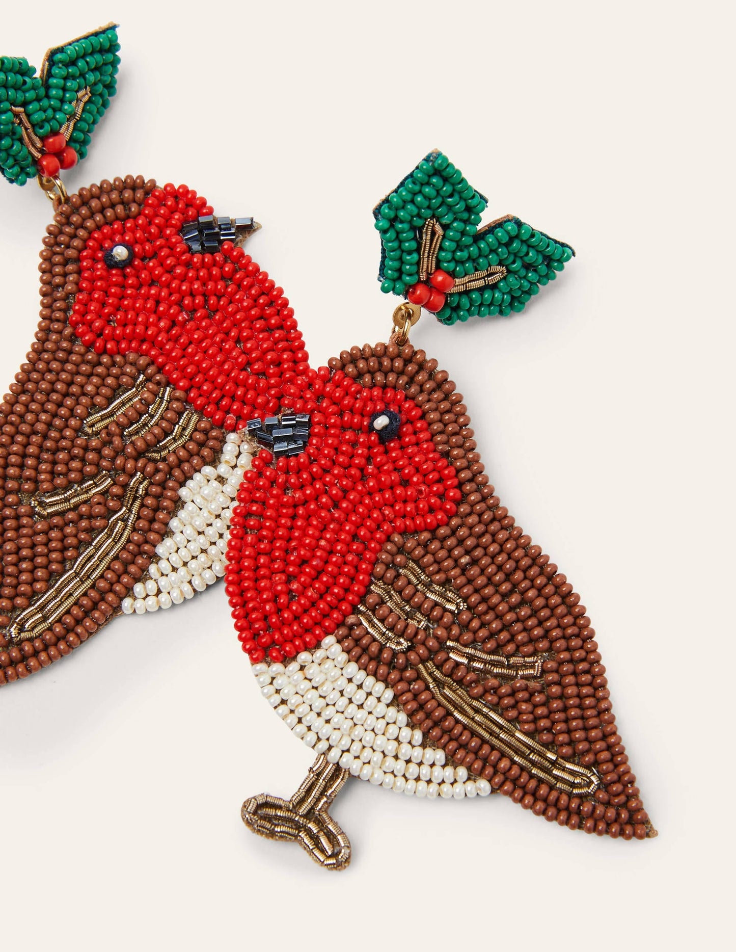 Beaded Festive Earrings-Robins