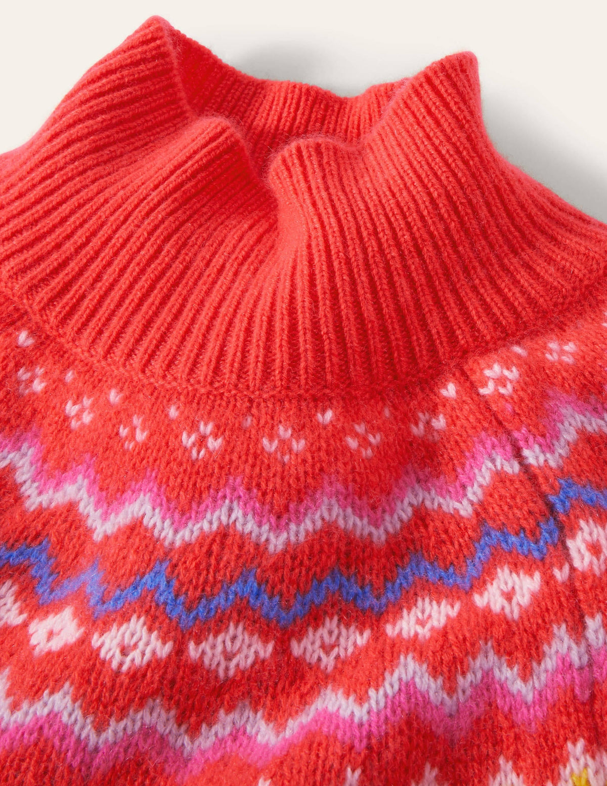 Anna Cashmere Sweater-Coral Fair Isle