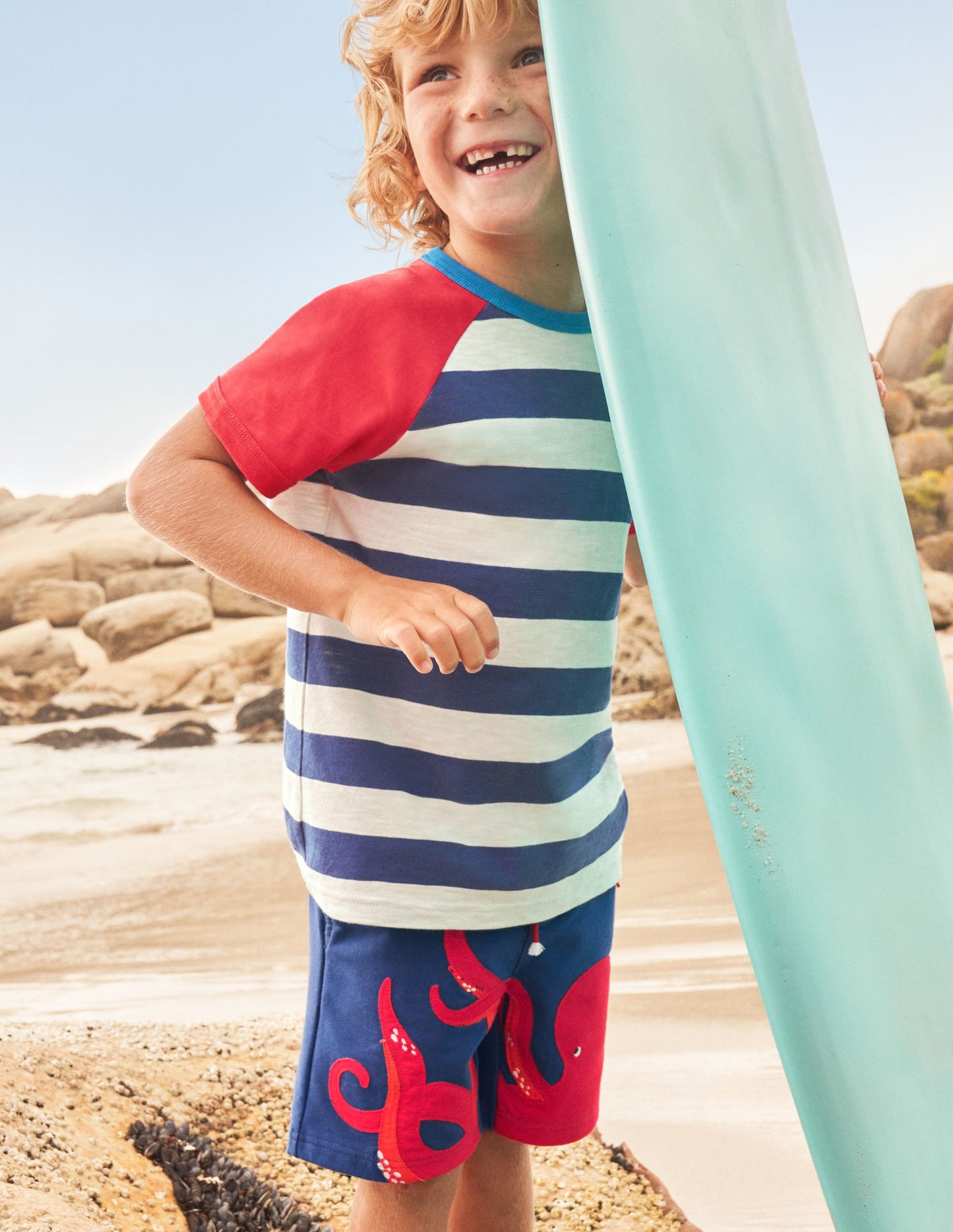 Appliqué Sweatshorts-Starboard Blue Octopus