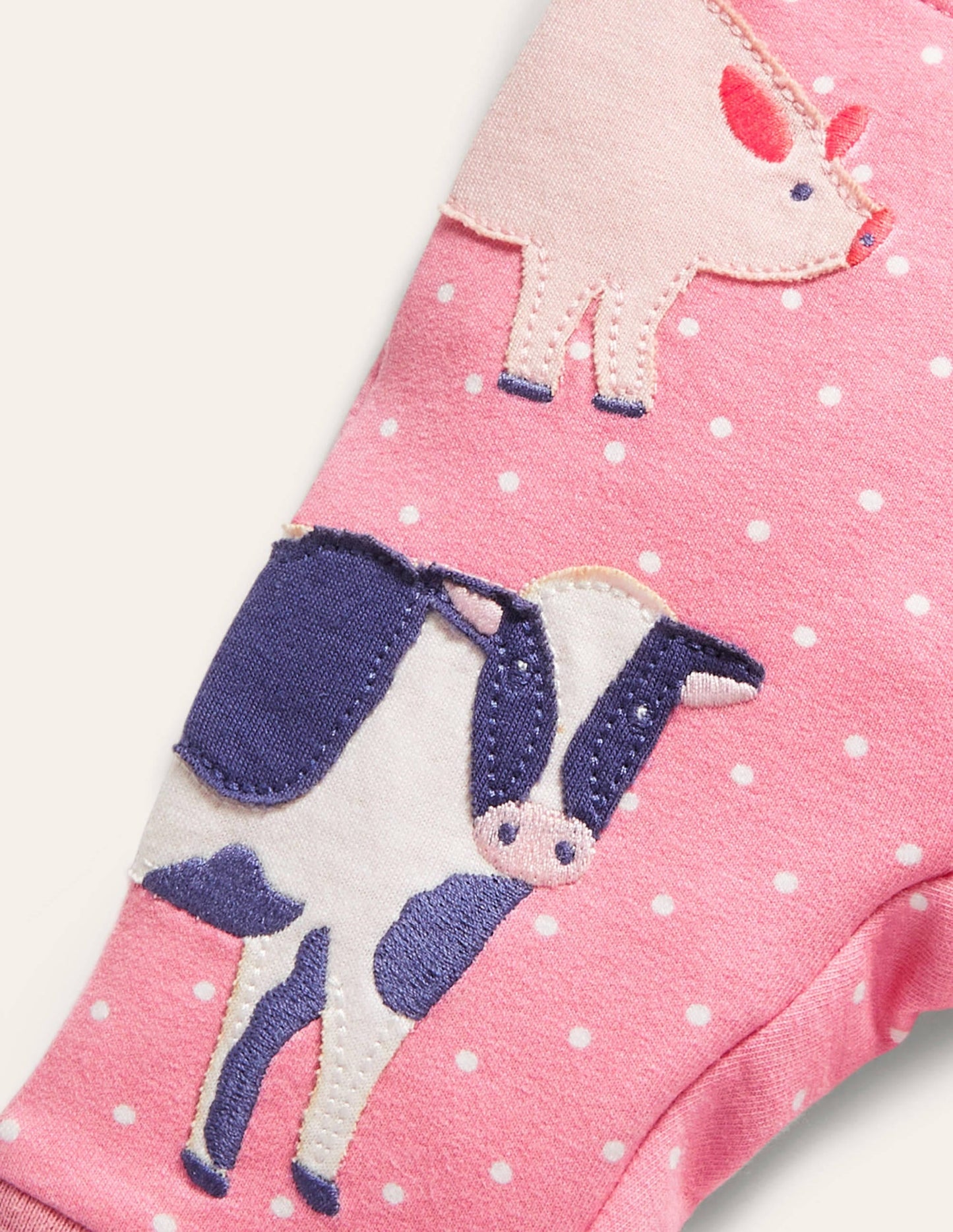 Appliqué Jersey Pants-Bright Petal Pin Spot Animals