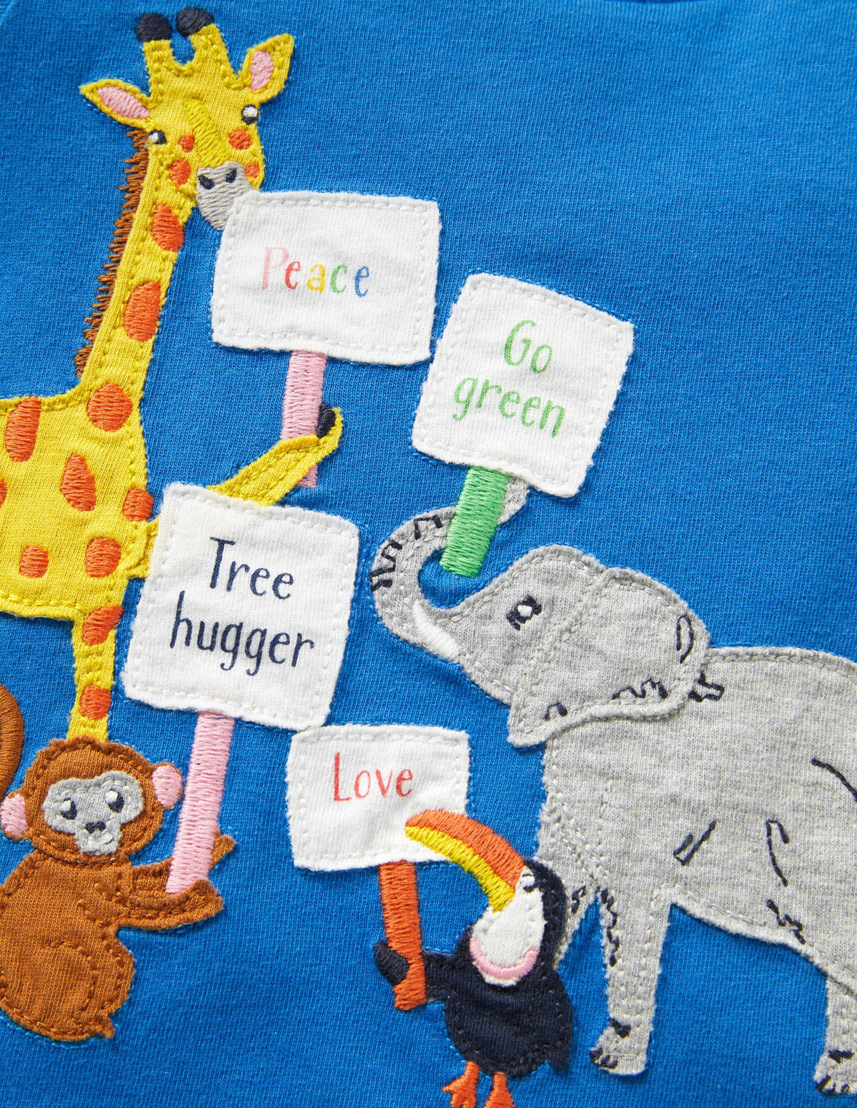 Appliqué Jersey T-shirt-Bright Marina Jungle Activists