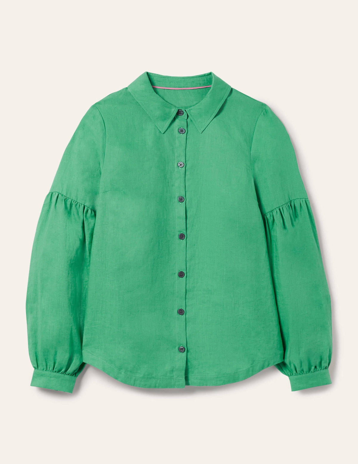 Anna Blouson Linen Shirt-Green Lagoon