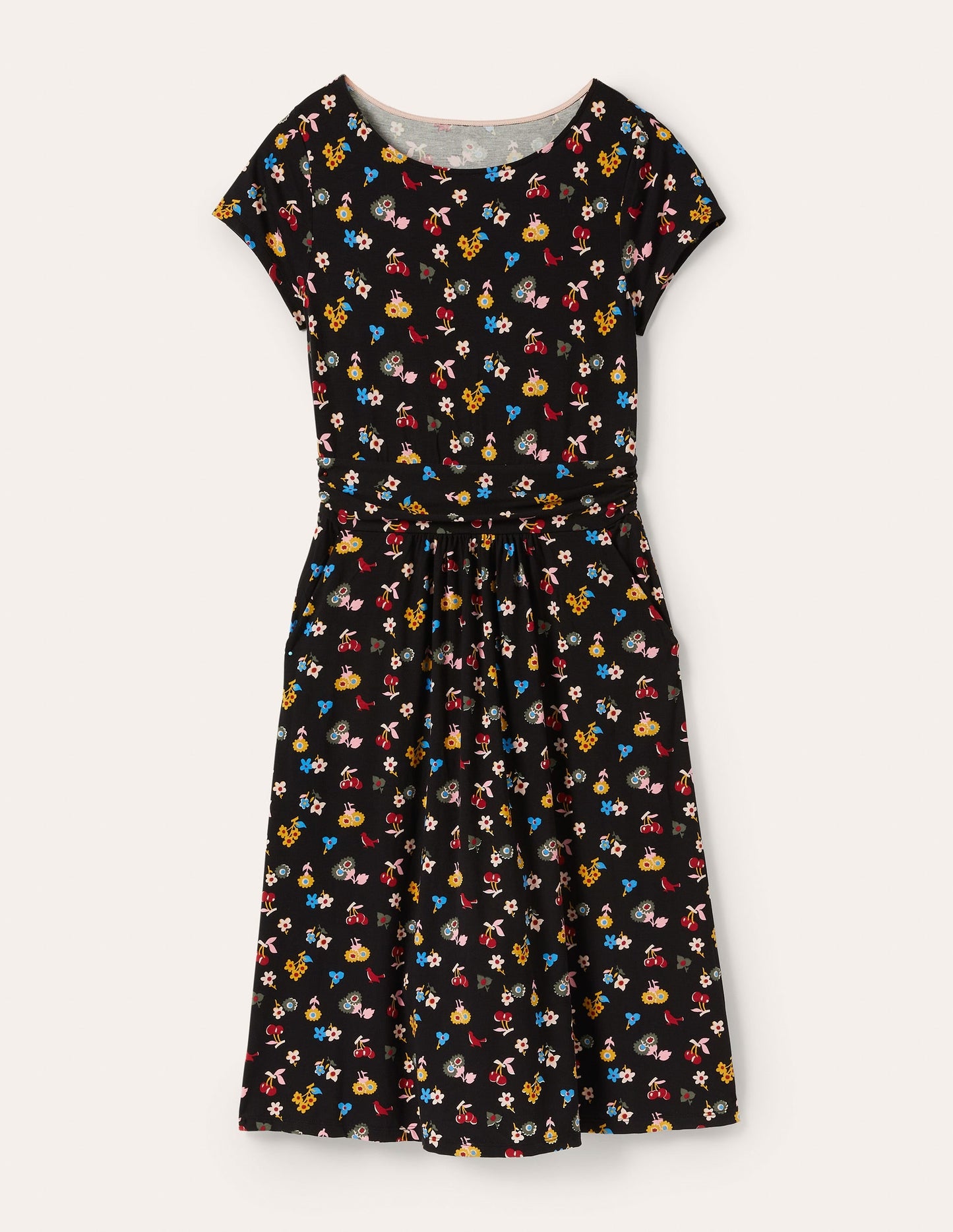Amelie Jersey Dress-Black, Woodland Bud
