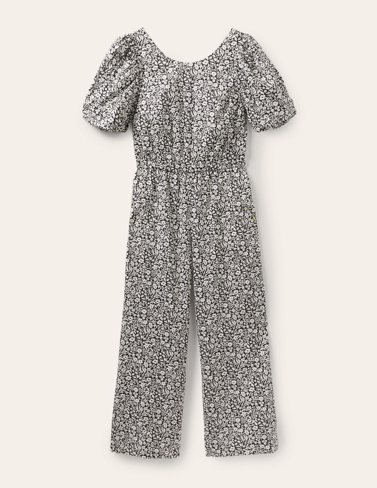 Back Detail Jumpsuit-Black Wildflower Sprig