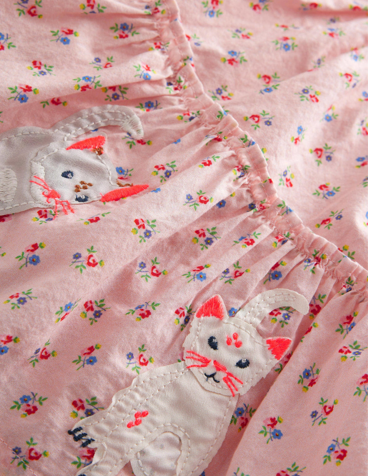 Appliqué Skirt-Dusty Pink Cats