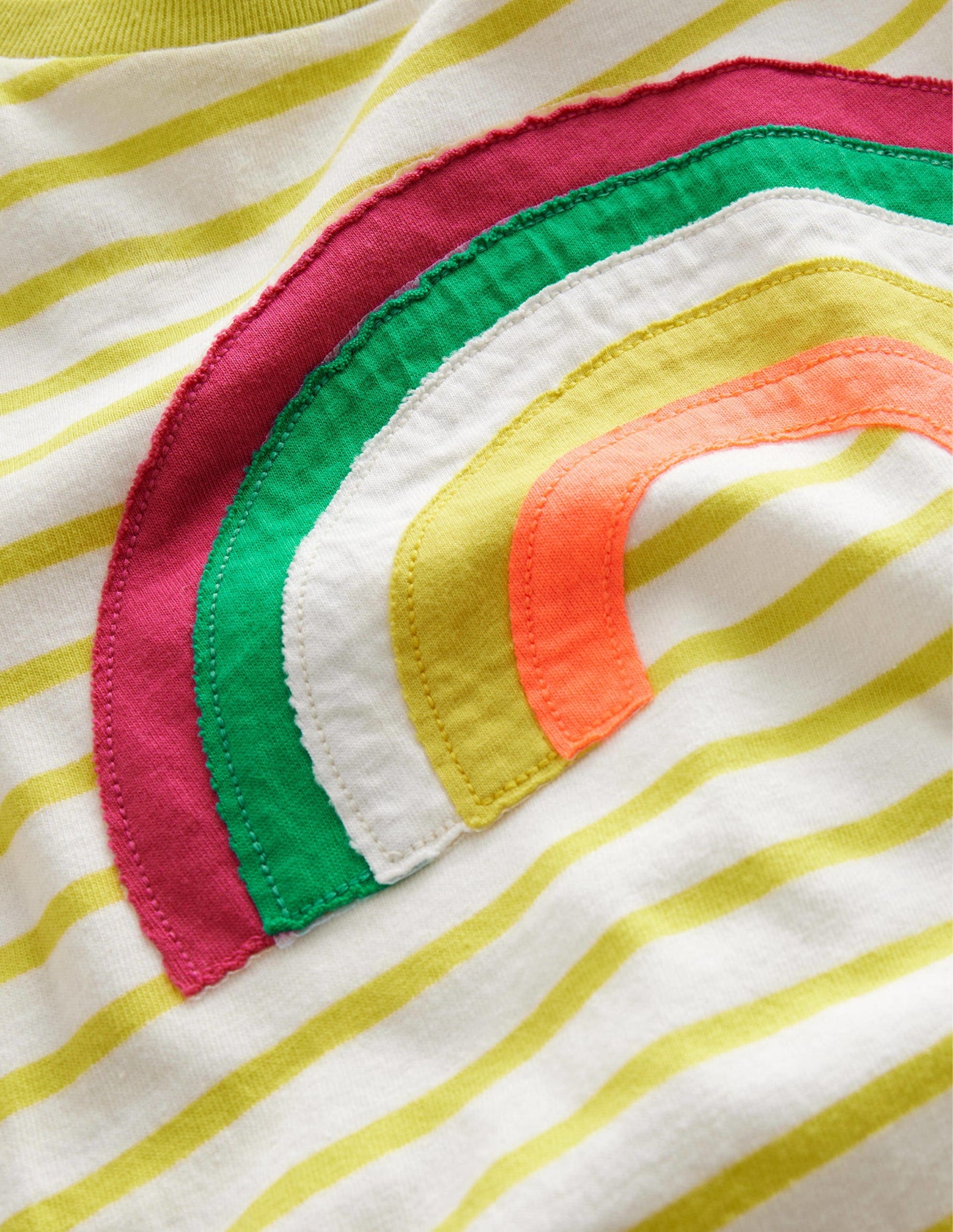Appliqué Rainbow T-shirt-Gooseberry Yellow/Ivory