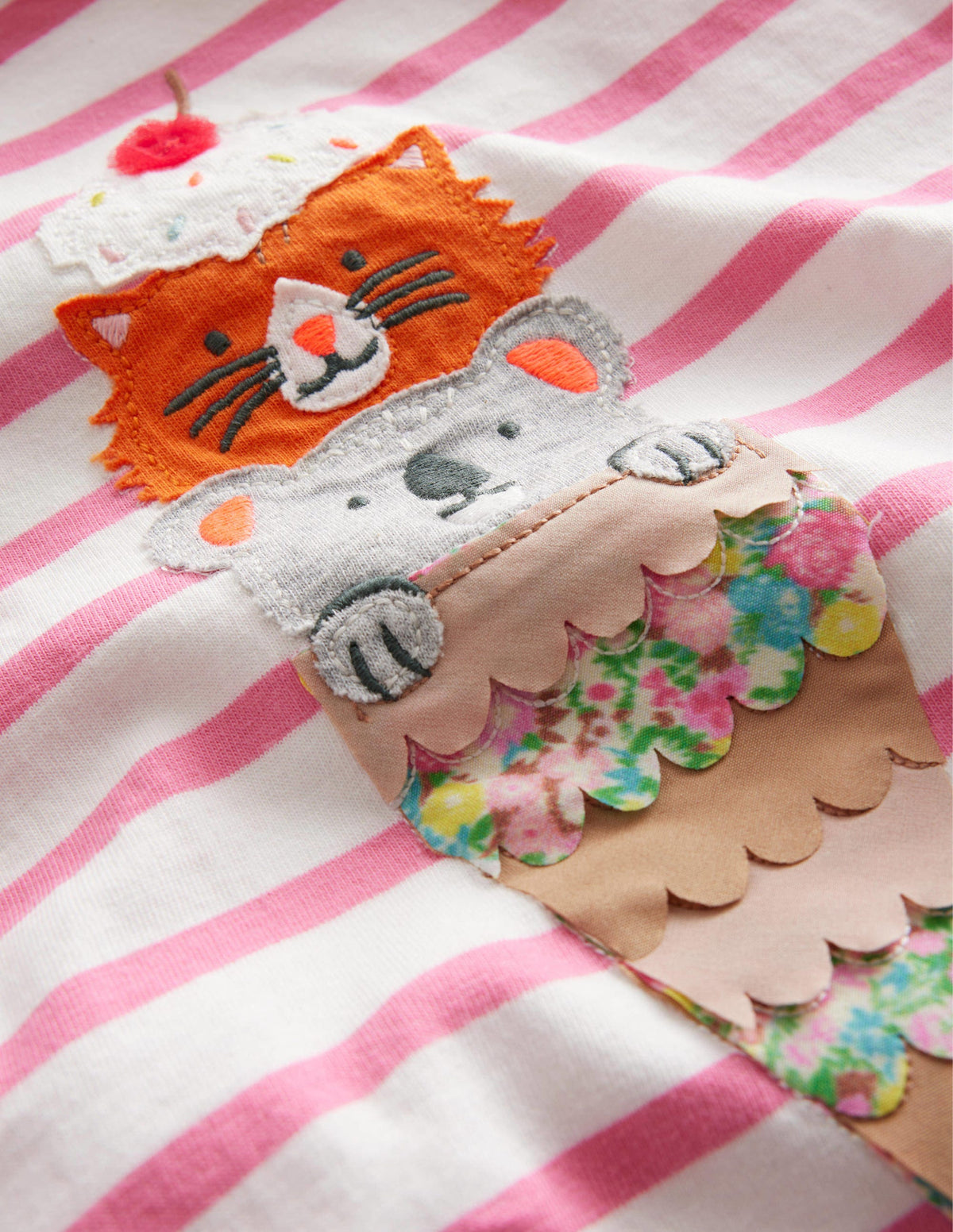 Appliqué T-Shirt-Azalea Pink/Ivory Icecream