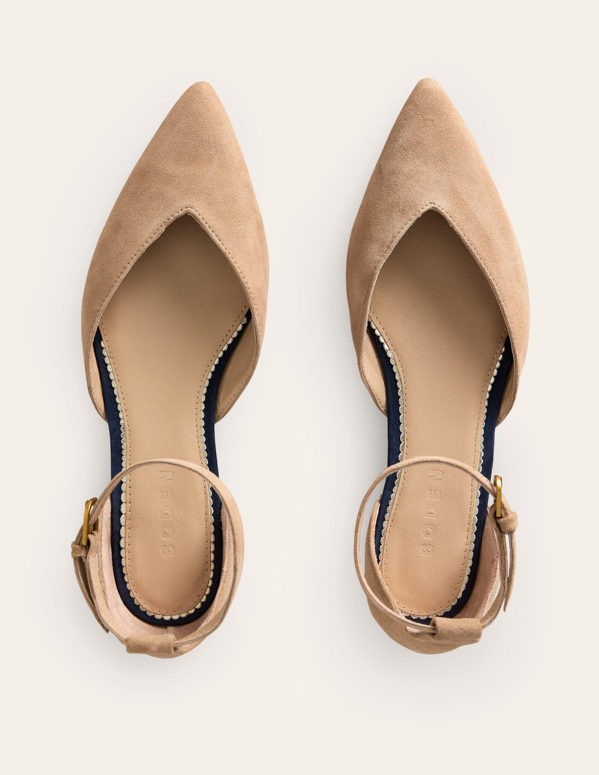 Ankle Strap Point Flats-Macchiato Suede