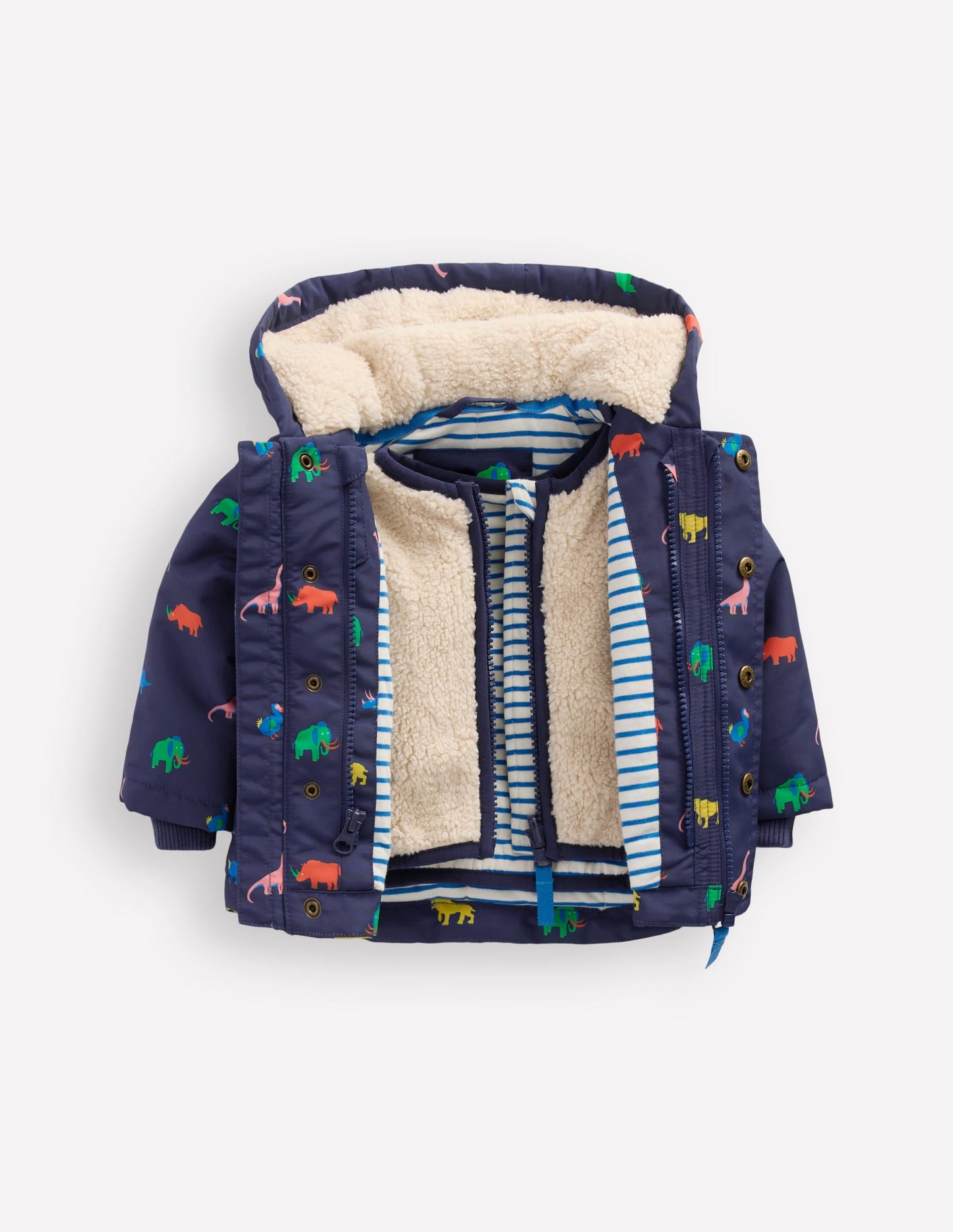 3-in-1 Shower Resistant Coat-Navy Prehistoric Print