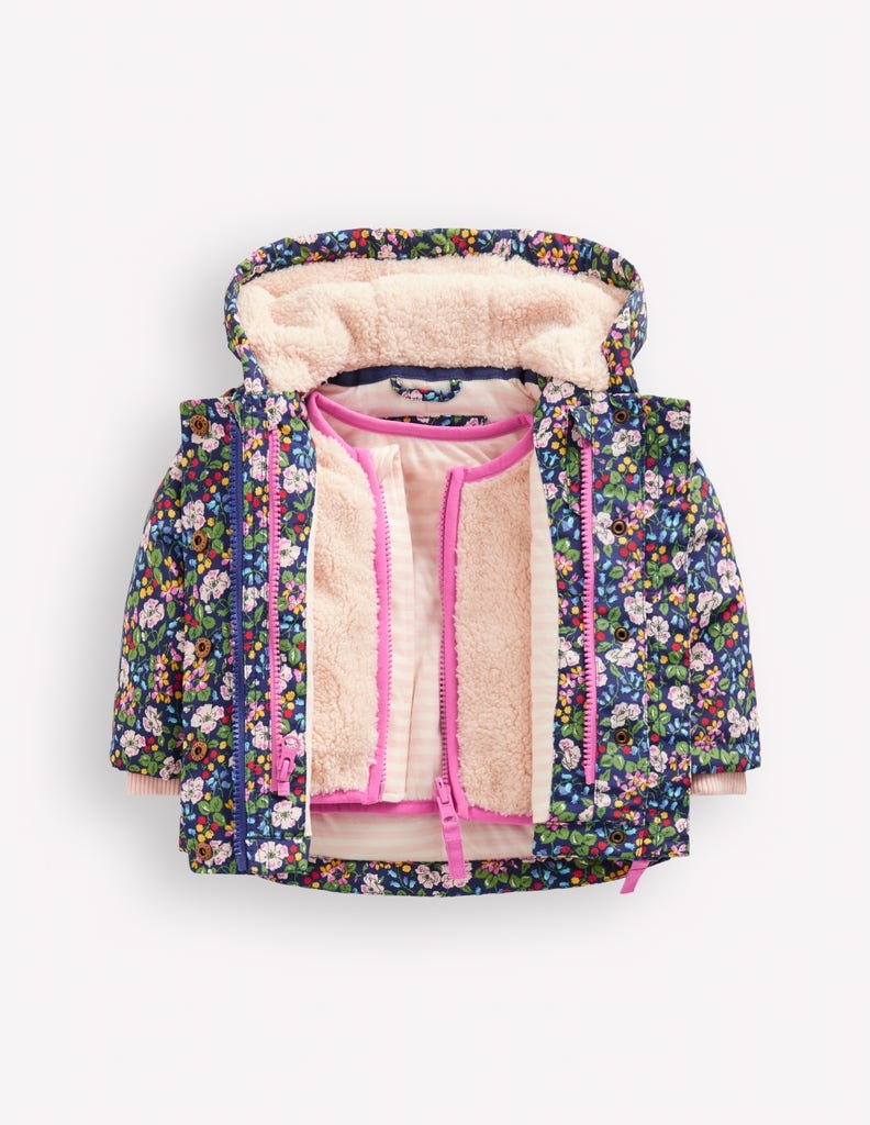 3-in-1 Shower Resistant Coat-Twilight Berry Floral