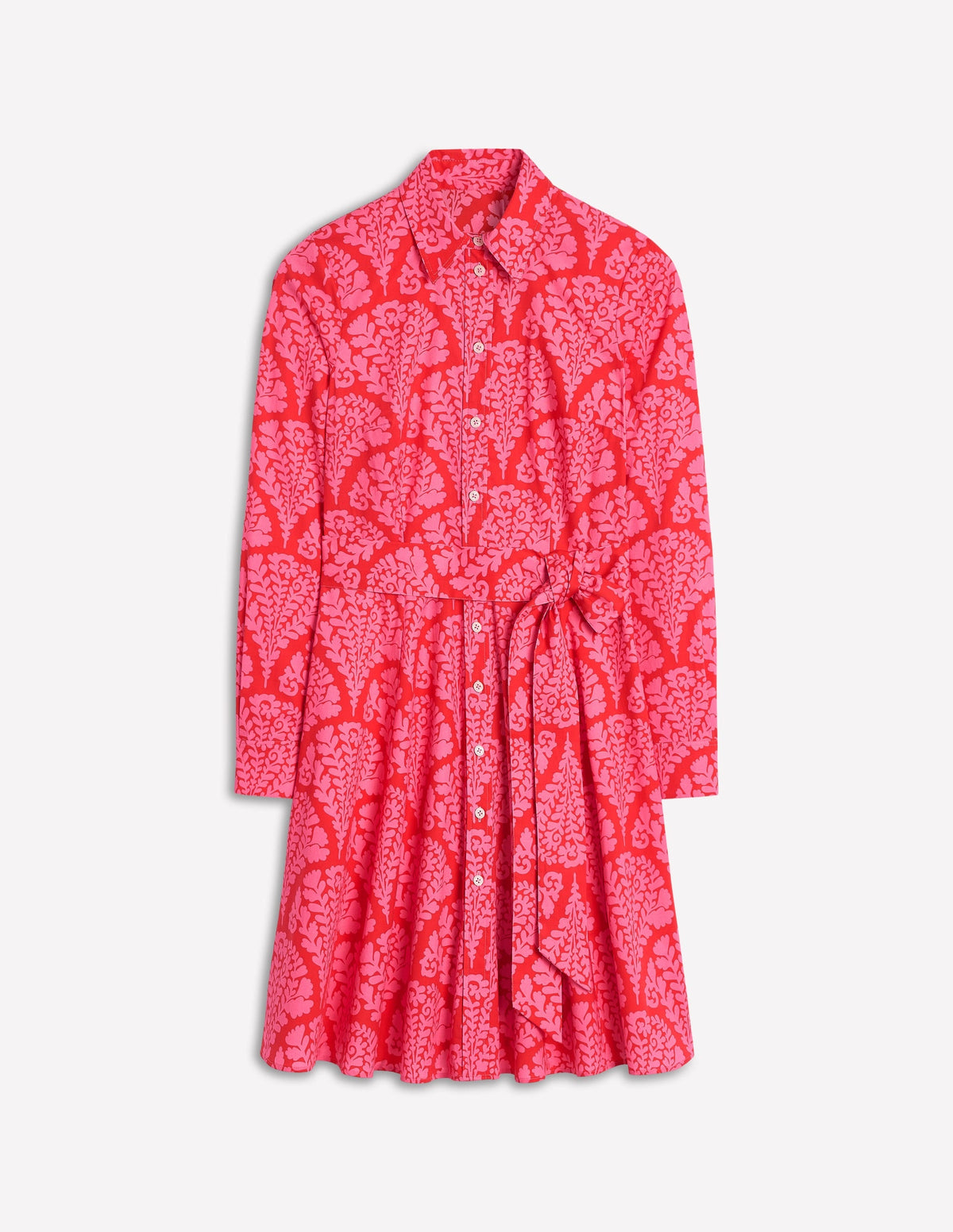 Amy Cotton Short Shirt Dress-Poppy Red, Blossomy