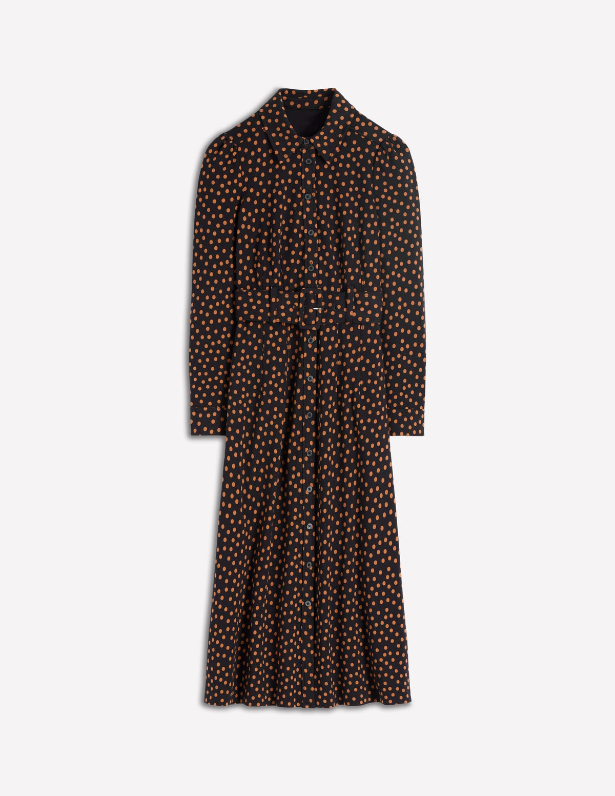 Anita Long Sleeve Shirt Dress-Black, Painted Dot