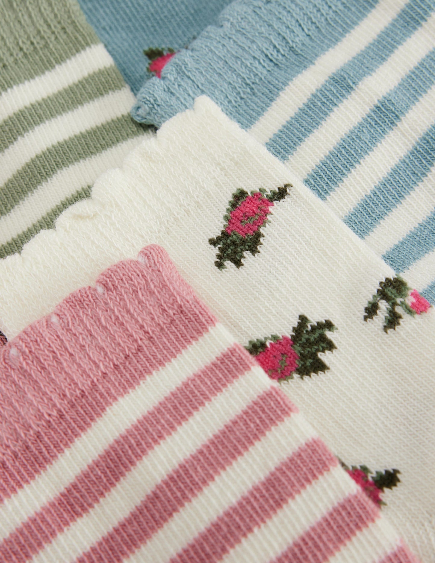 7-Pack Baby Socks-Floral Stripe
