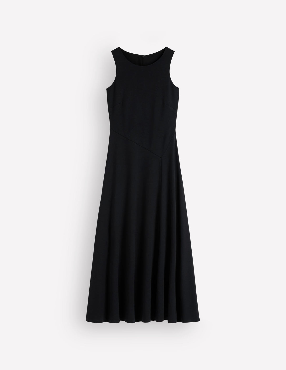 Asymetric Ponte Midi Dress-Black