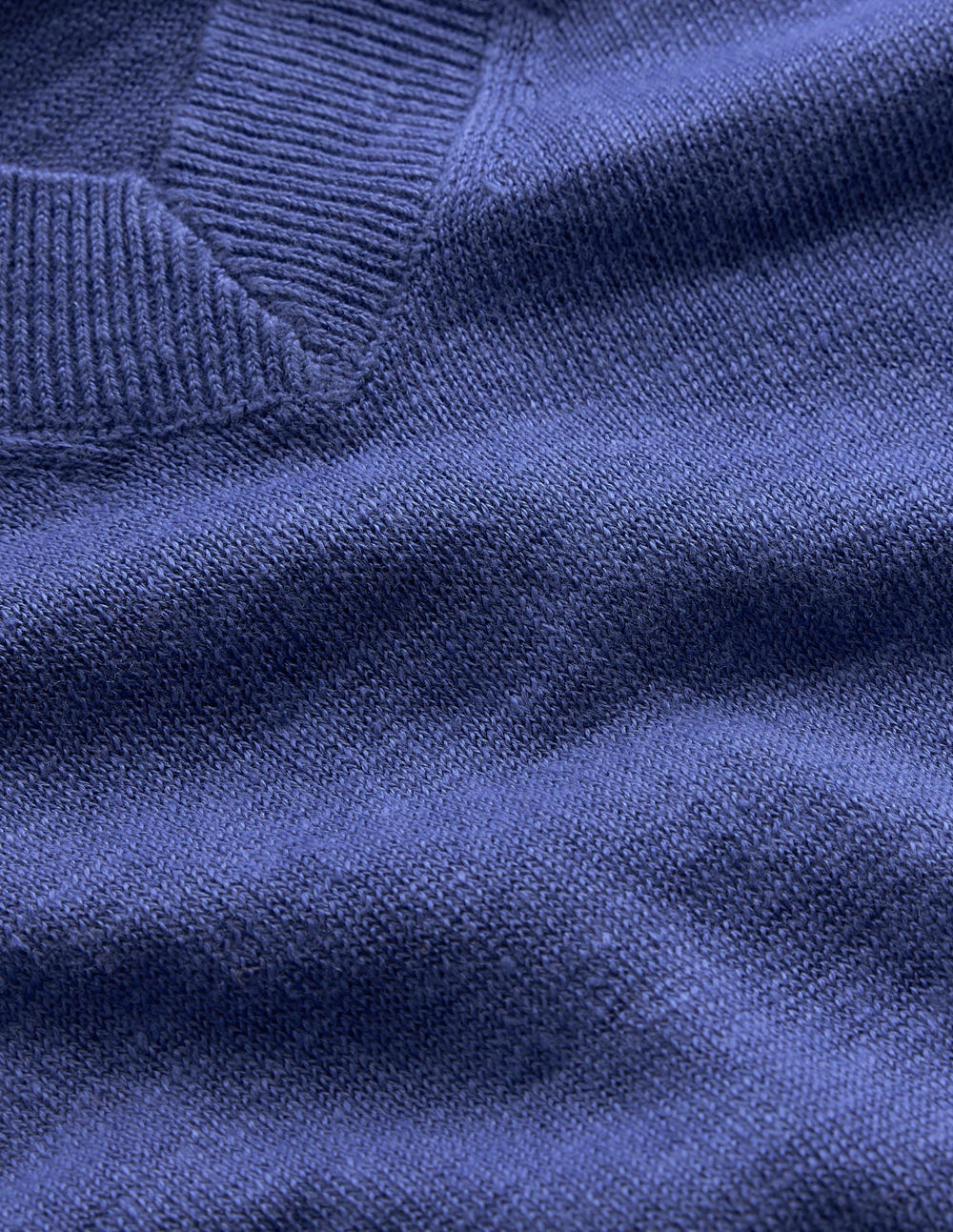 Agnes Linen V Neck T-Shirt-Solid Blue