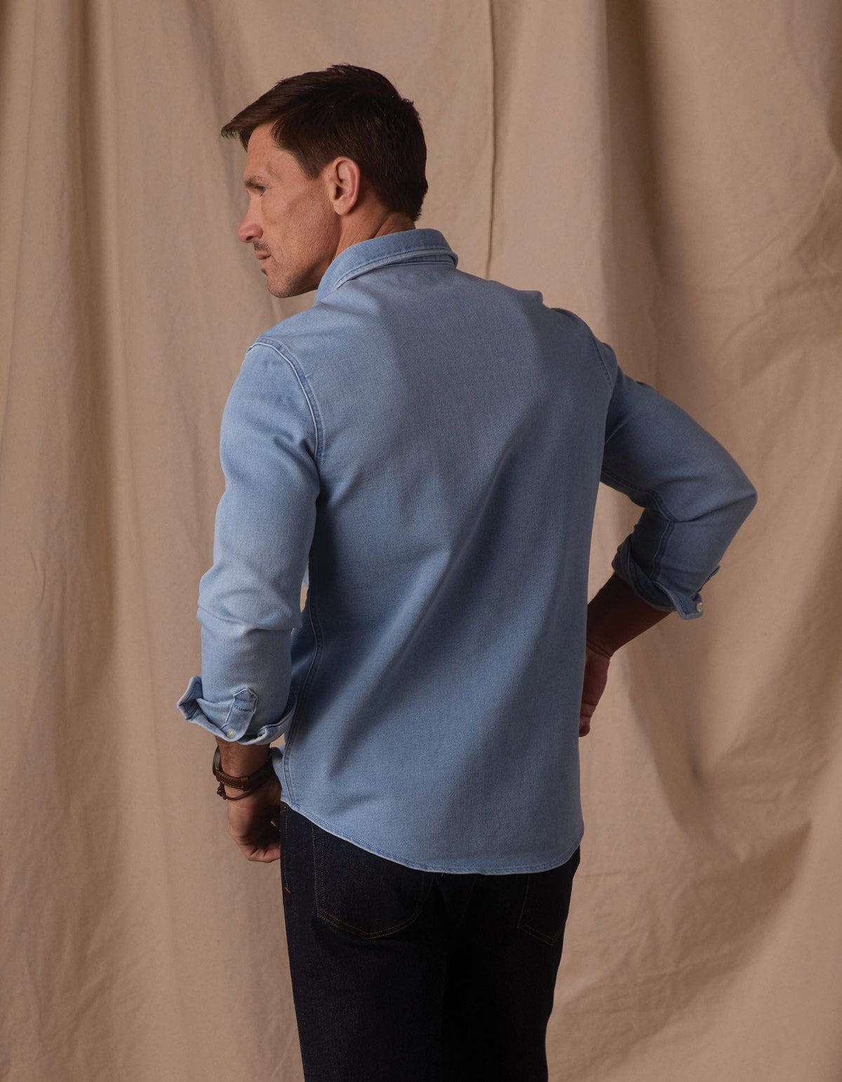 Comfort Terry Jean Shirt Jacket in Light Wash