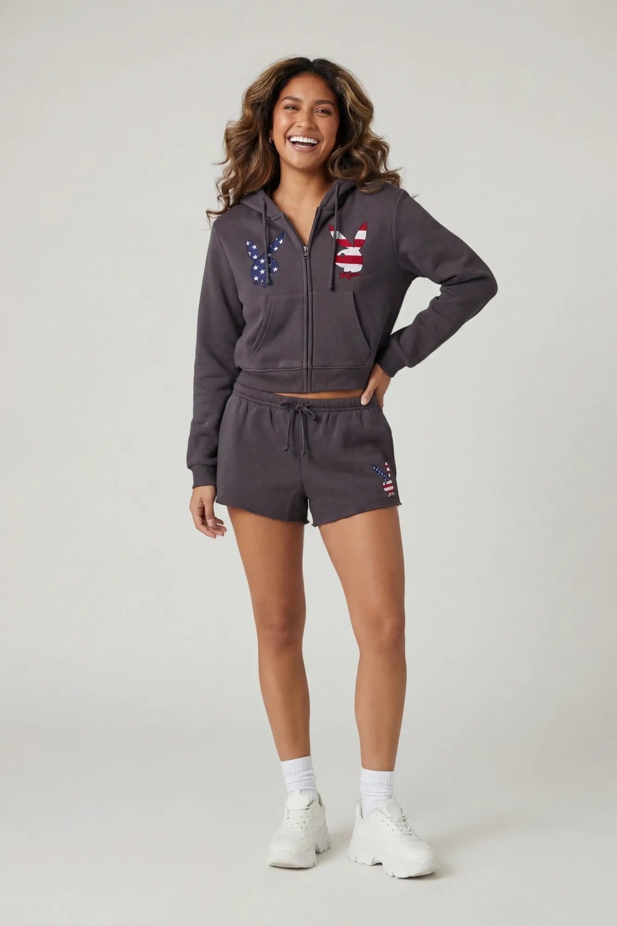 Playboy USA Graphic Fleece Zip-Up Hoodie