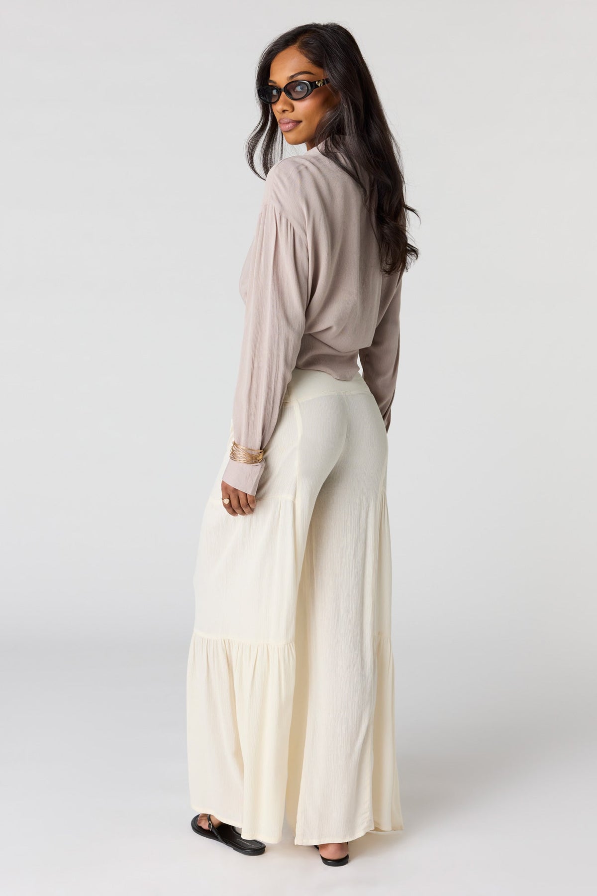 Tie Waist Tiered Palazzo Pant