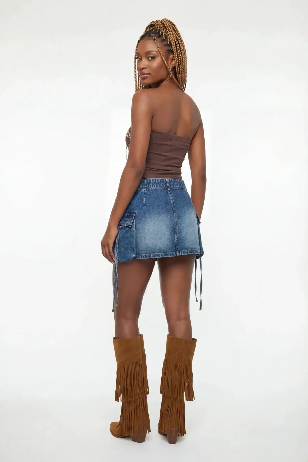 Denim Cargo Mini Skirt