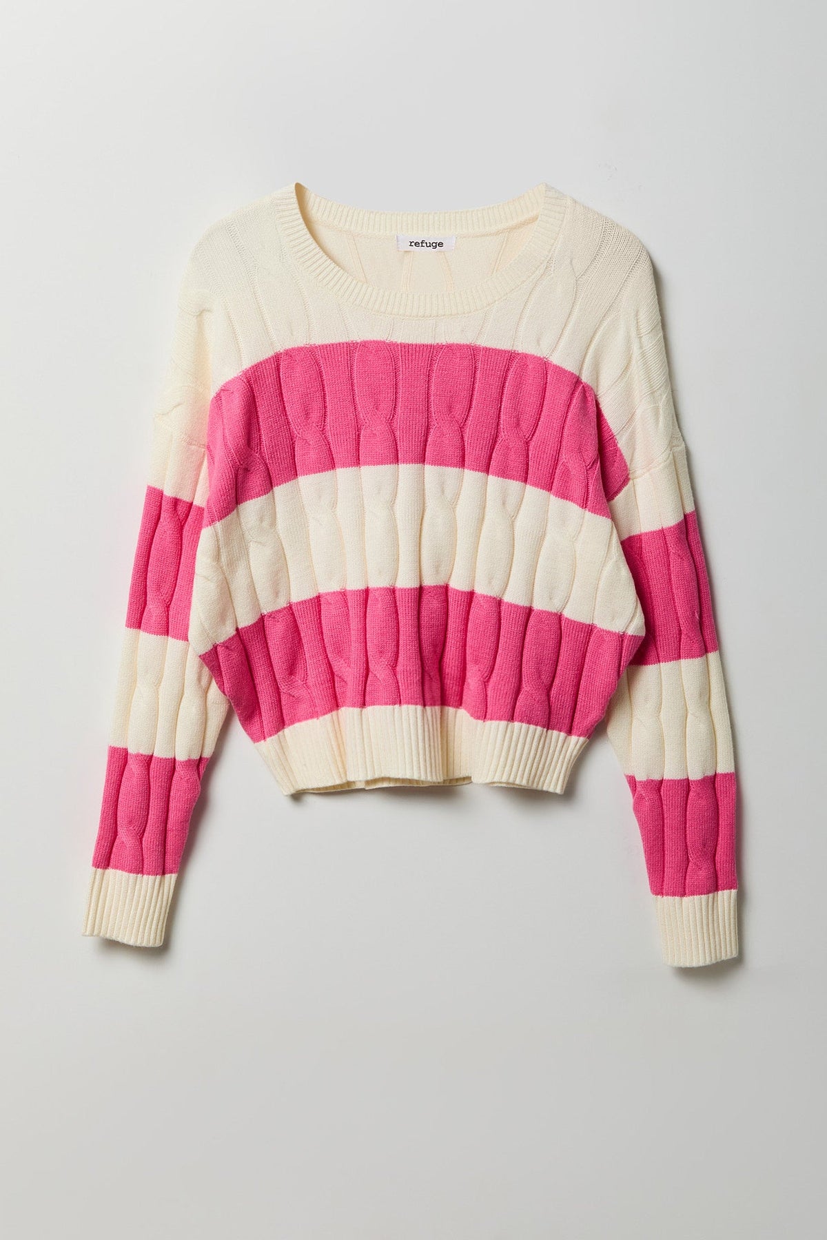 Cable Knit Striped Sweater