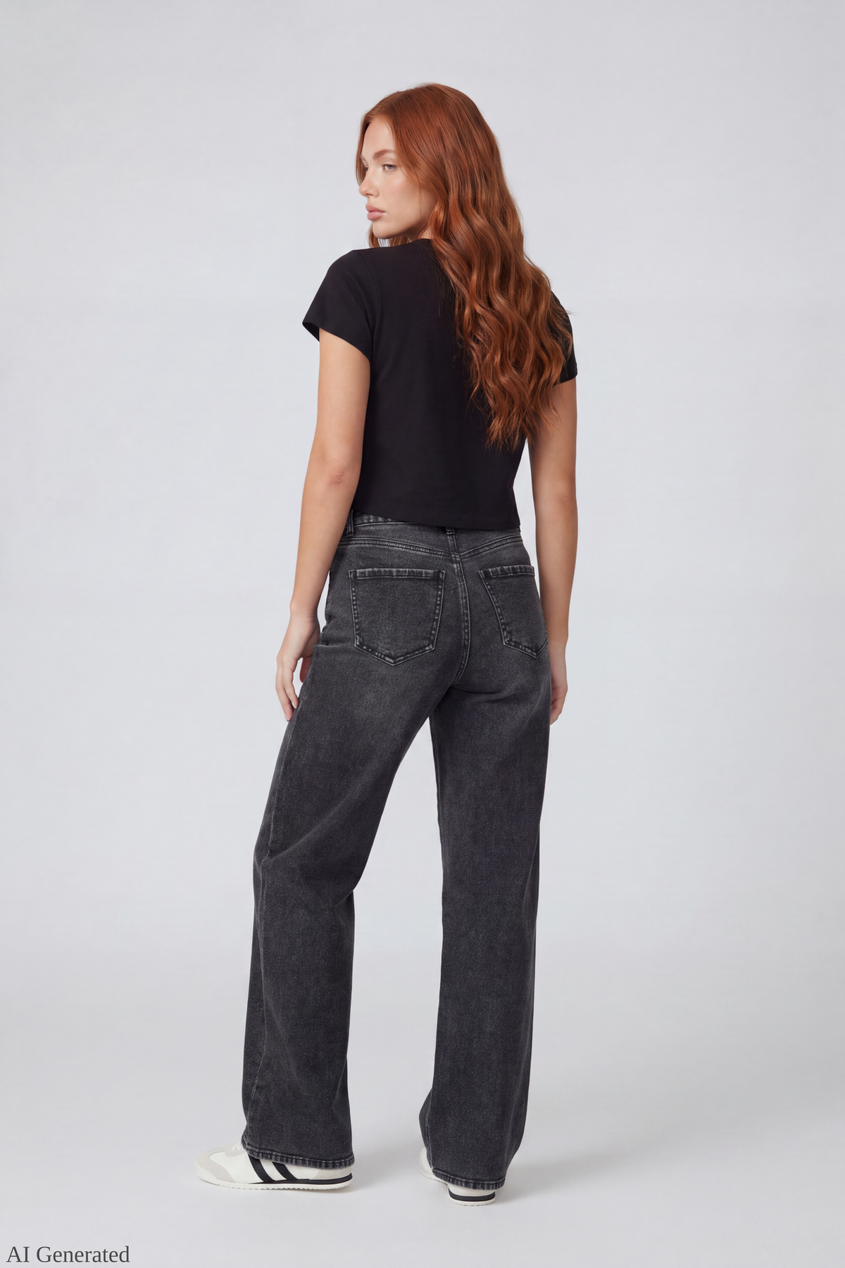 Paris Stretch High Rise Wide Leg Jean with Keychain