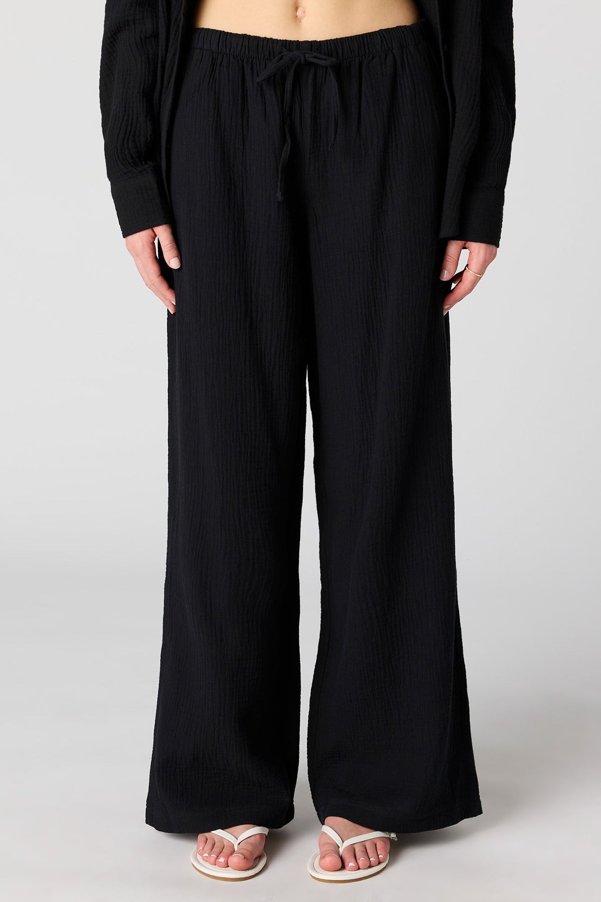 Textured Flowy Wide Leg Pant