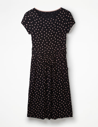 Amelie Jersey Dress-Black/ Chalky Pink Spot