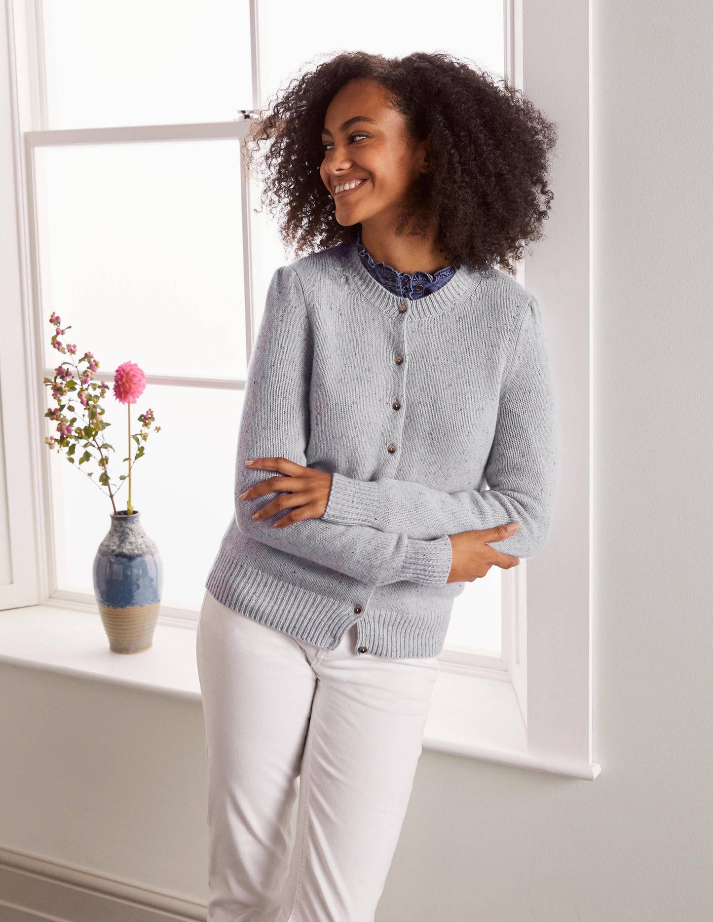 Beaufort Cashmere Cardigan-Winter Slate Nep