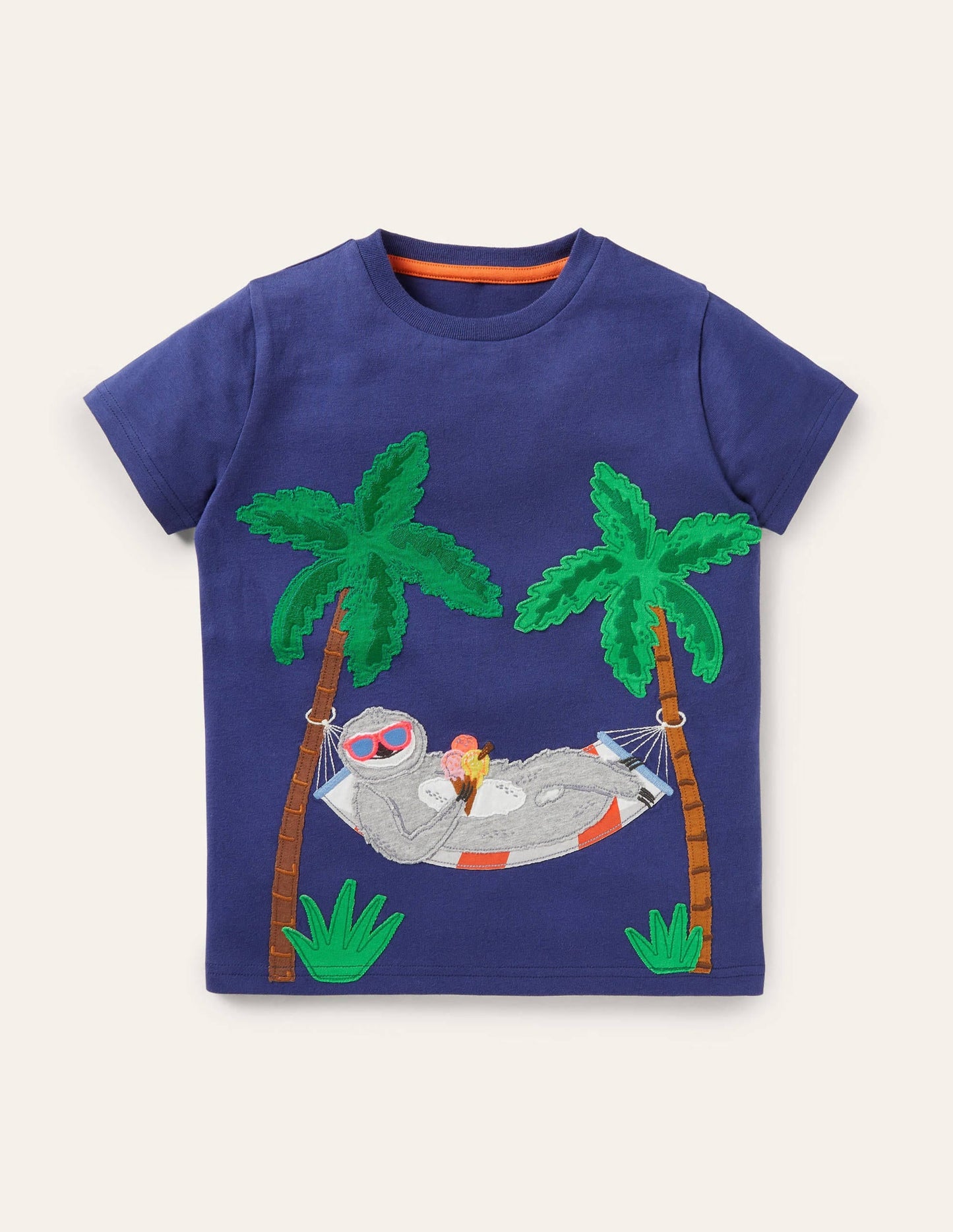 Appliqué Dude T-shirt-Starboard Blue Sloth
