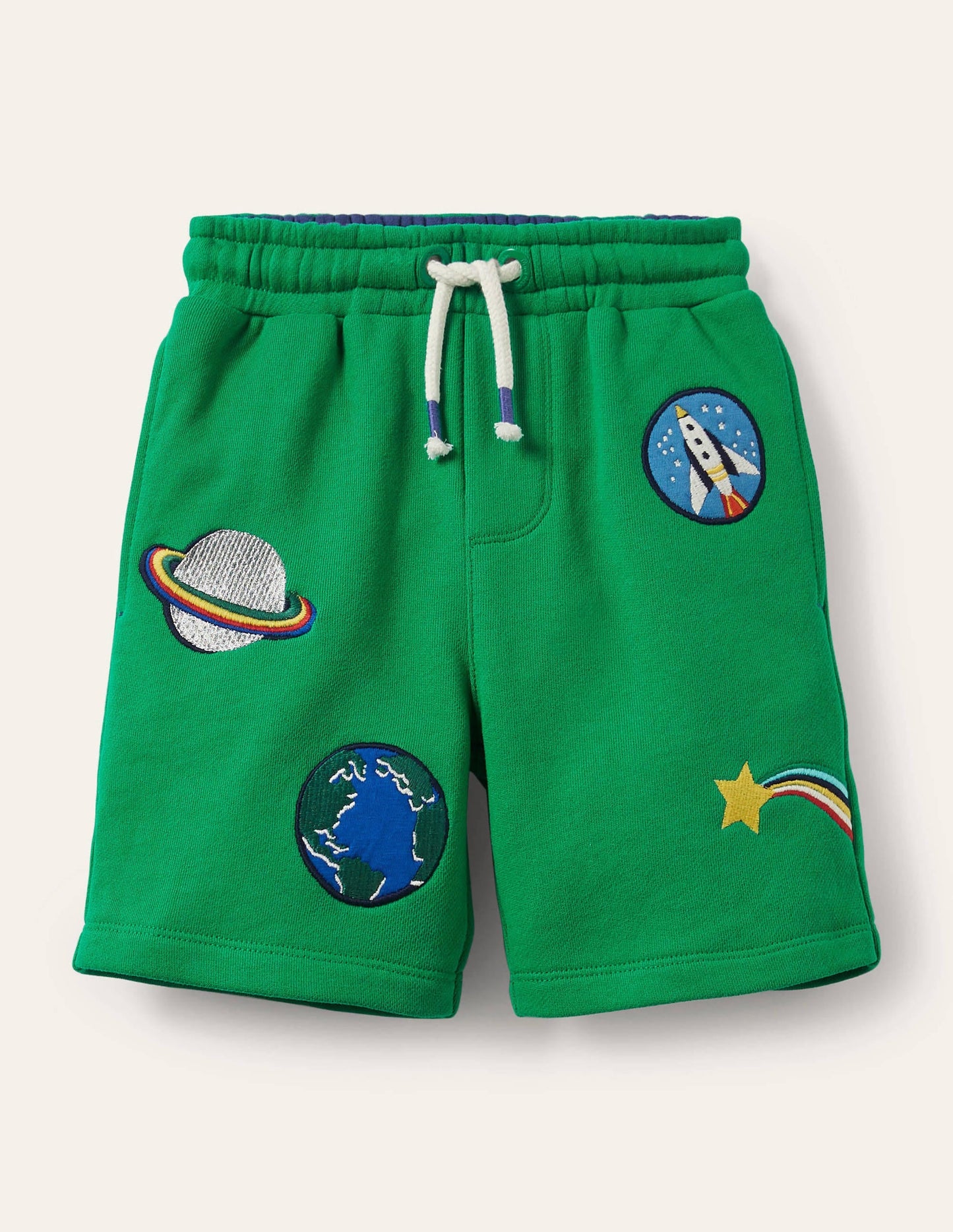 Appliqué Sweatshorts-Sapling Green Space Badges