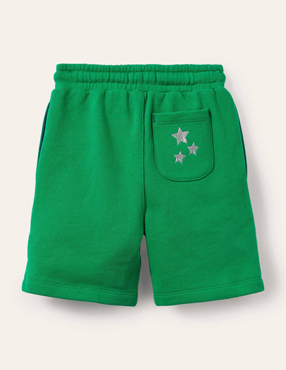Appliqué Sweatshorts-Sapling Green Space Badges