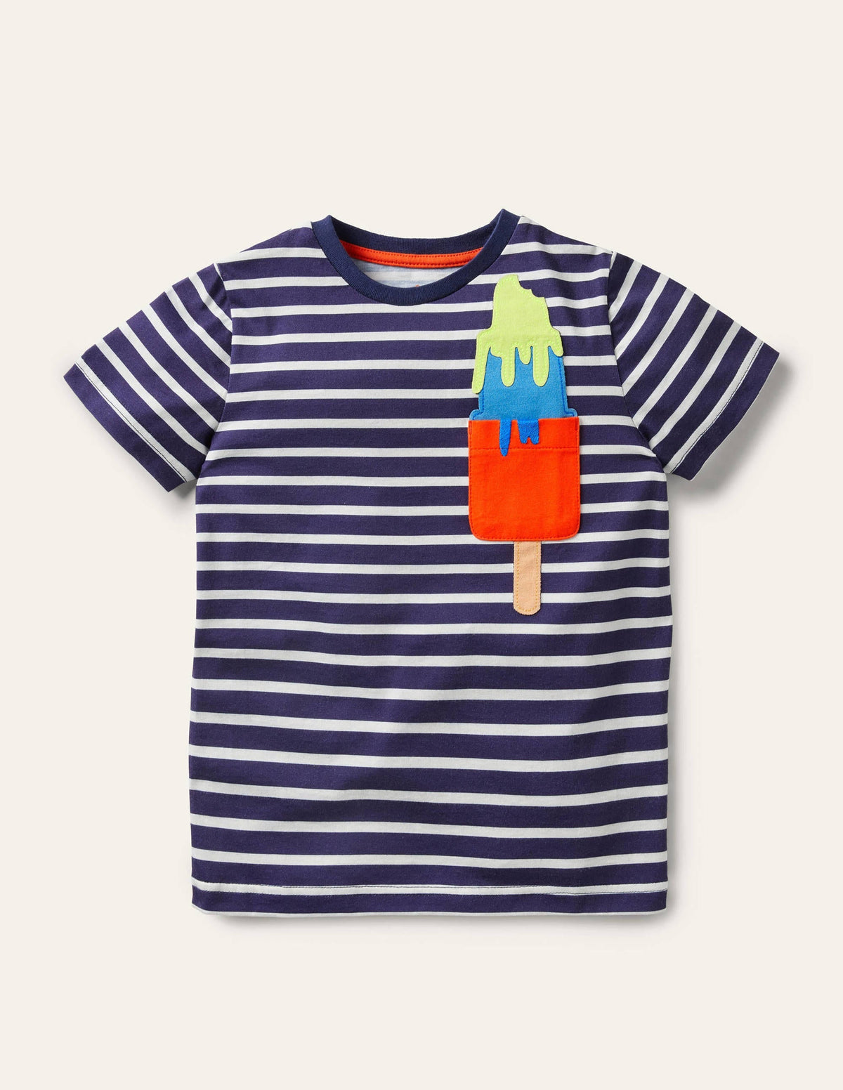 Beach Breton T-shirt-College Navy/Ivory Ice Cream