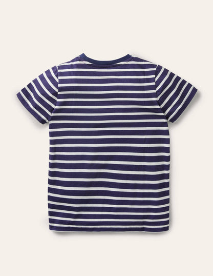 Beach Breton T-shirt-College Navy/Ivory Ice Cream