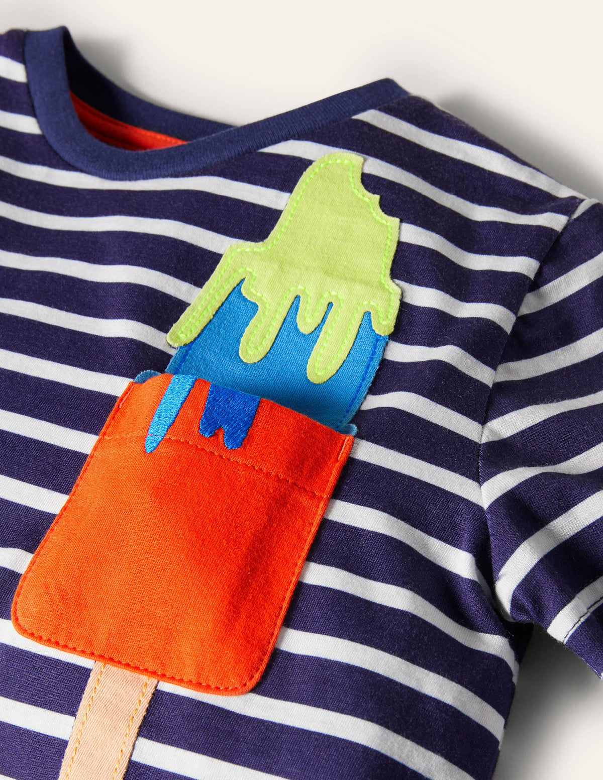 Beach Breton T-shirt-College Navy/Ivory Ice Cream