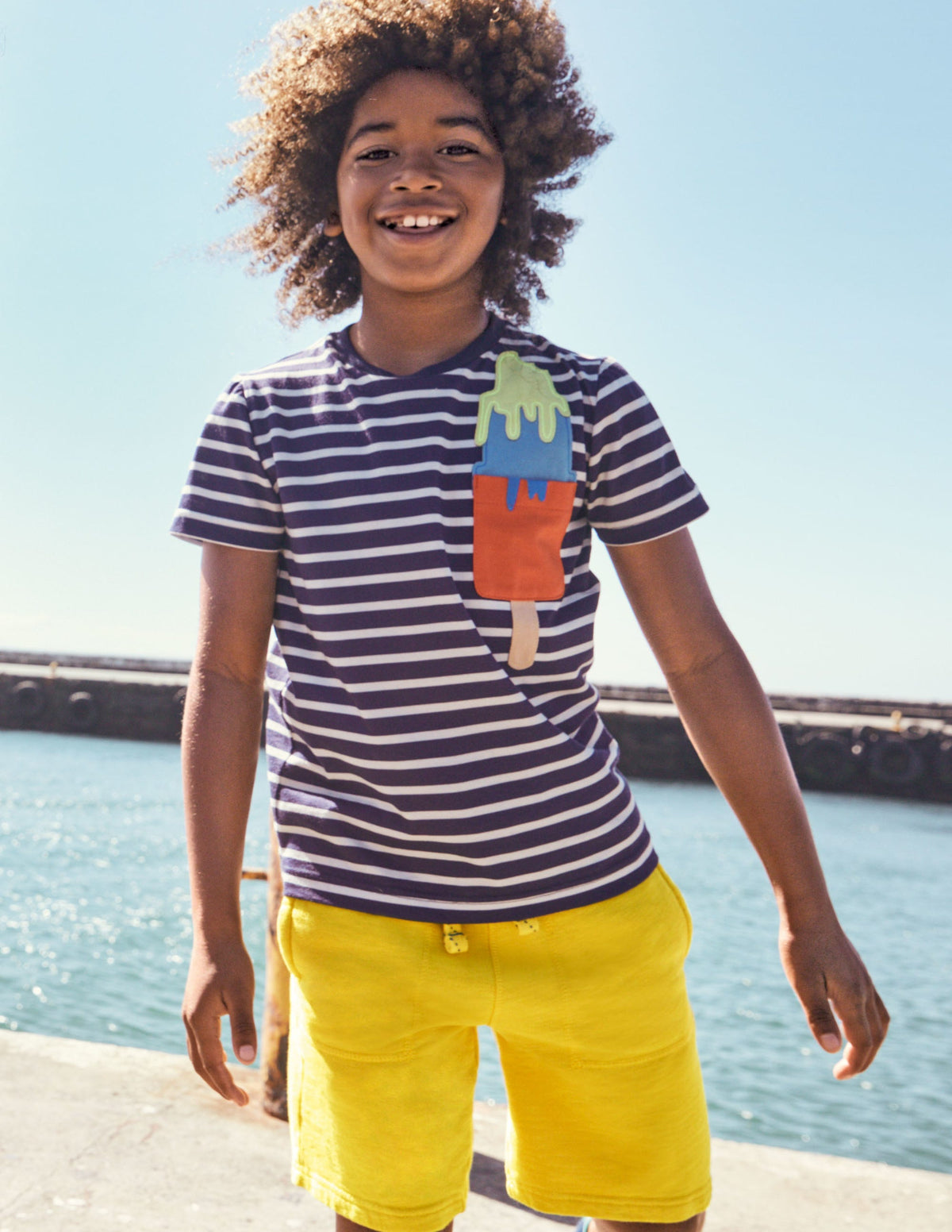 Beach Breton T-shirt-College Navy/Ivory Ice Cream
