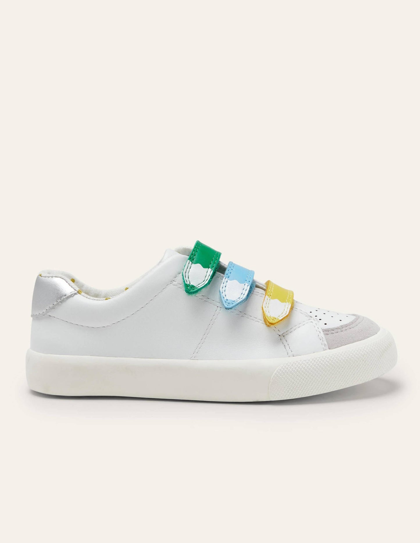 3 Strap Low Top Sneakers-White Rainbow Pencil