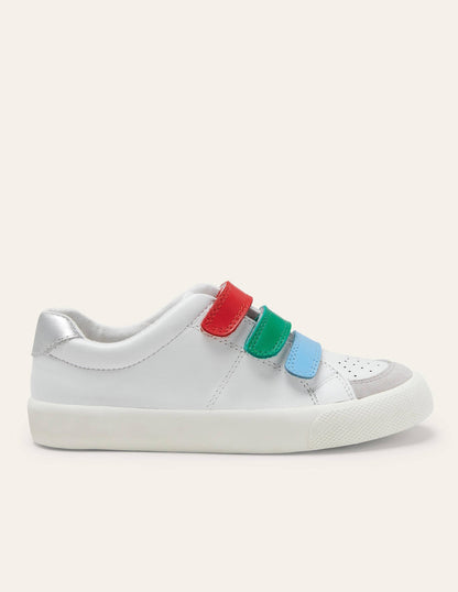 3 Strap Low Top Sneakers-White Rainbow
