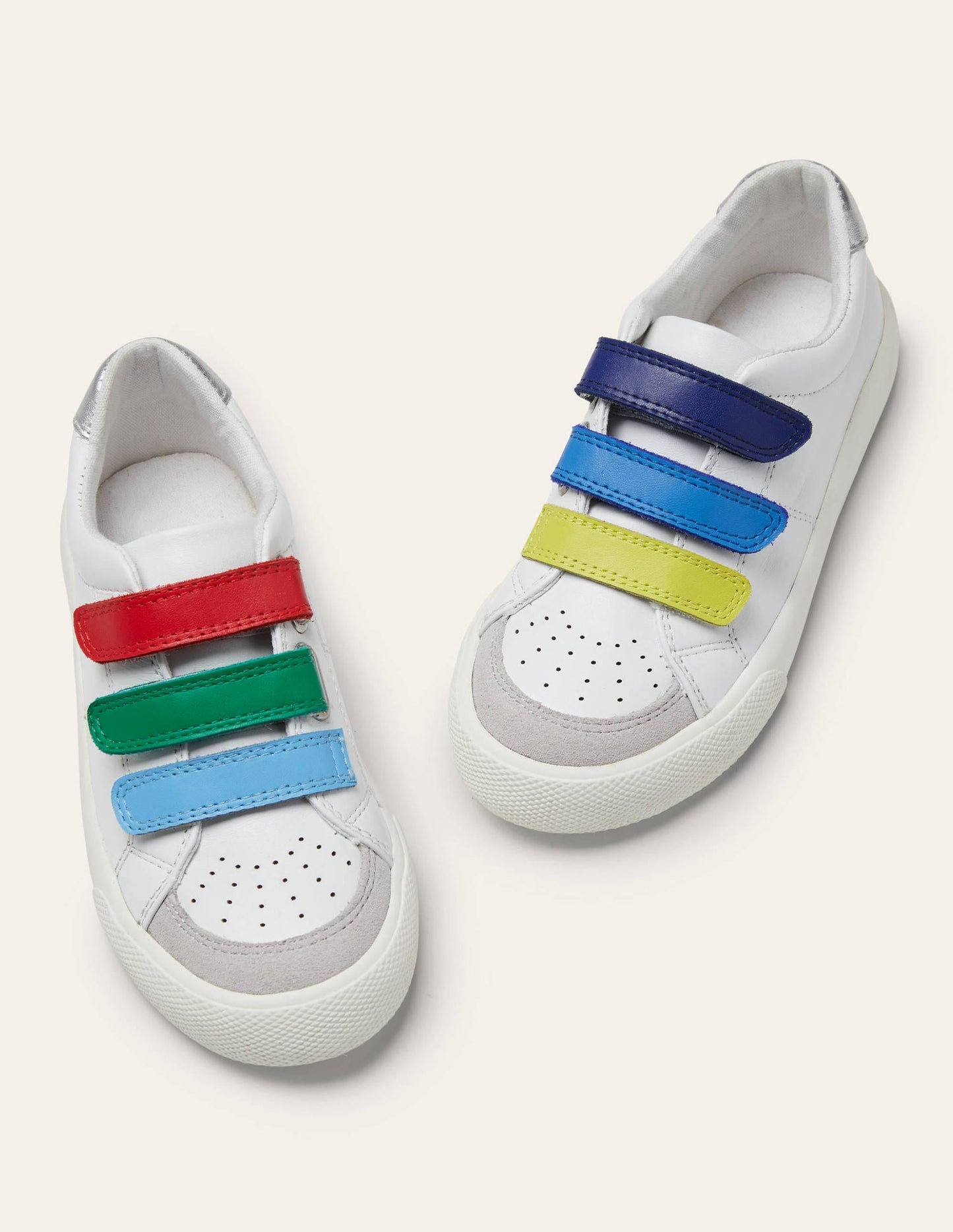 3 Strap Low Top Sneakers-White Rainbow