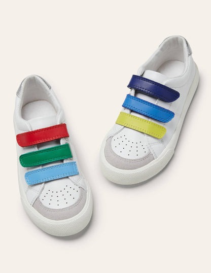 3 Strap Low Top Sneakers-White Rainbow