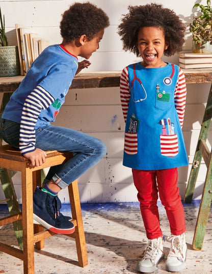 Appliqué Pocket Tunic-Moroccan Blue Doctor