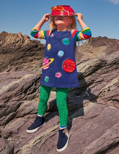 Appliqué Pocket Tunic-Starboard Blue Planets