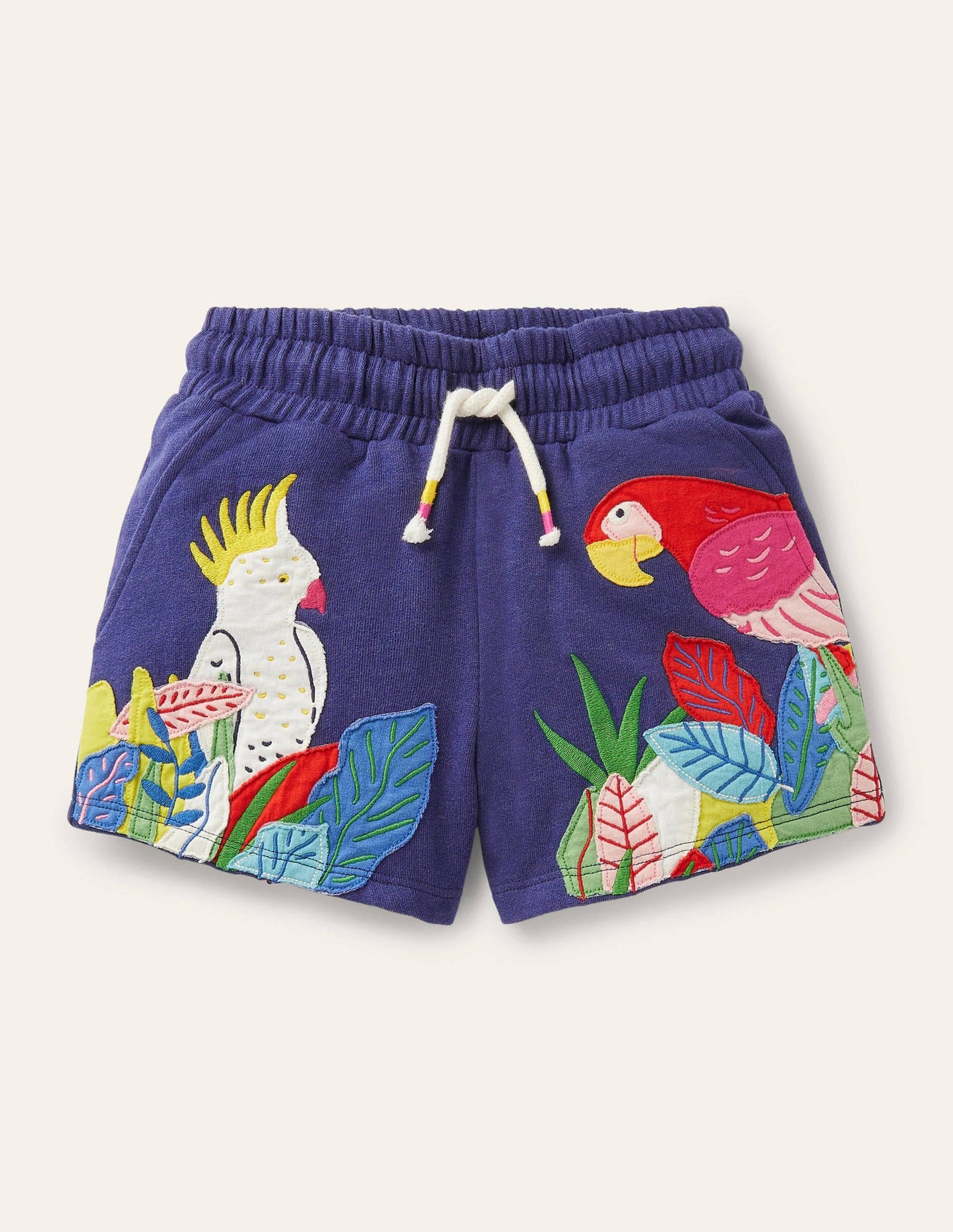 Appliqué Jersey Shorts-Starboard Blue Birds