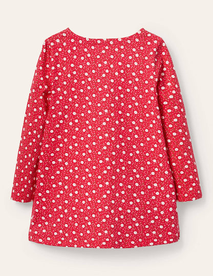 Appliqué Pocket Tunic-Floral Ditsy Rose Deer