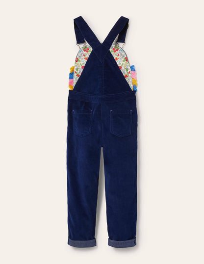 Appliqué Velvet Overalls-Starboard Blue Unicorns